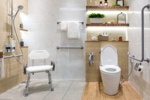 A bathroom with accessibility features