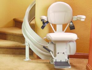 Stair lift to access the second floor of a home